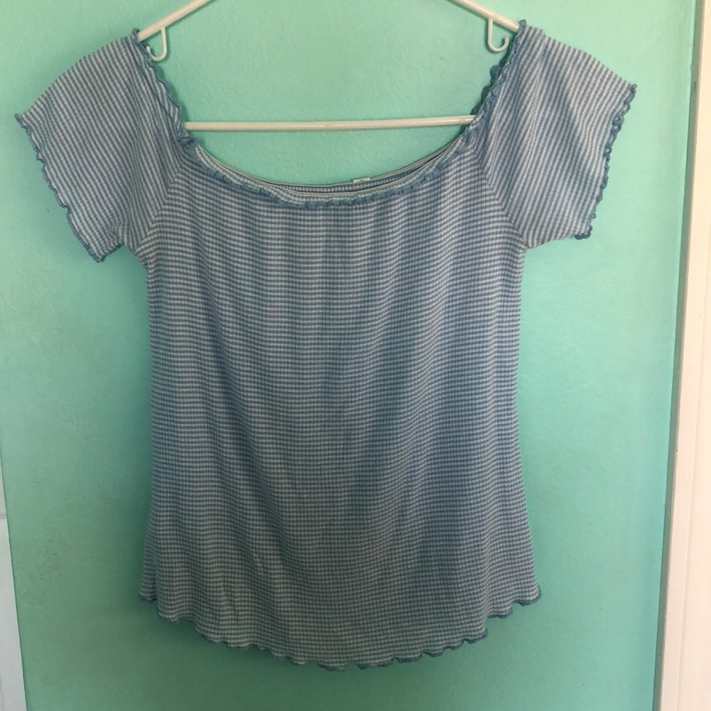 striped off the shoulder shirt